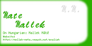 mate mallek business card